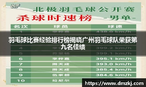 羽毛球比赛经验排行榜揭晓广州羽毛球队荣获第九名佳绩